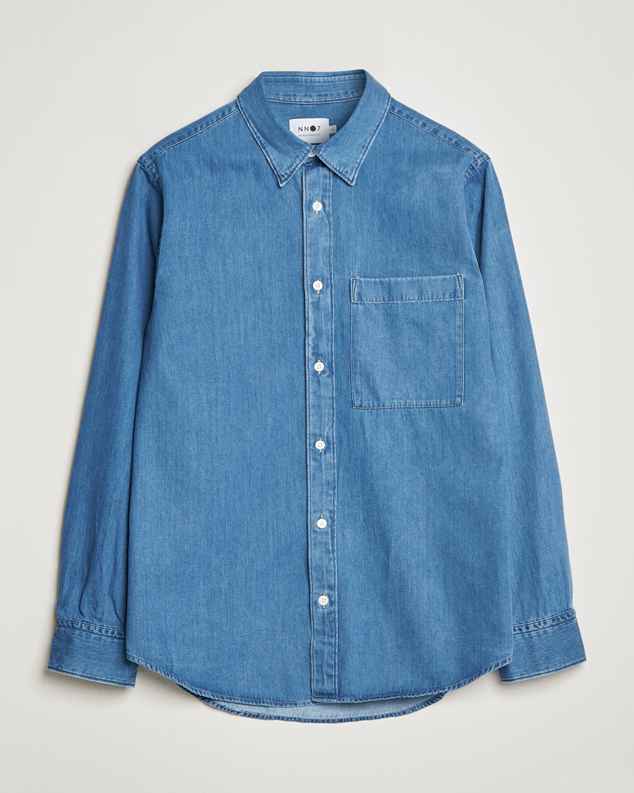 Herre | Skjorter | NN07 | Cohen Tencel Denim Shirt Medium Blue