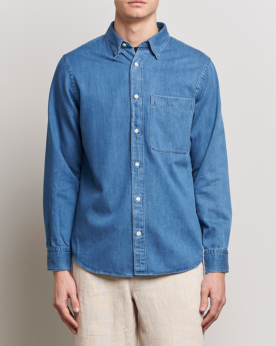 Herre | NN07 | NN07 | Cohen Tencel Denim Shirt Medium Blue