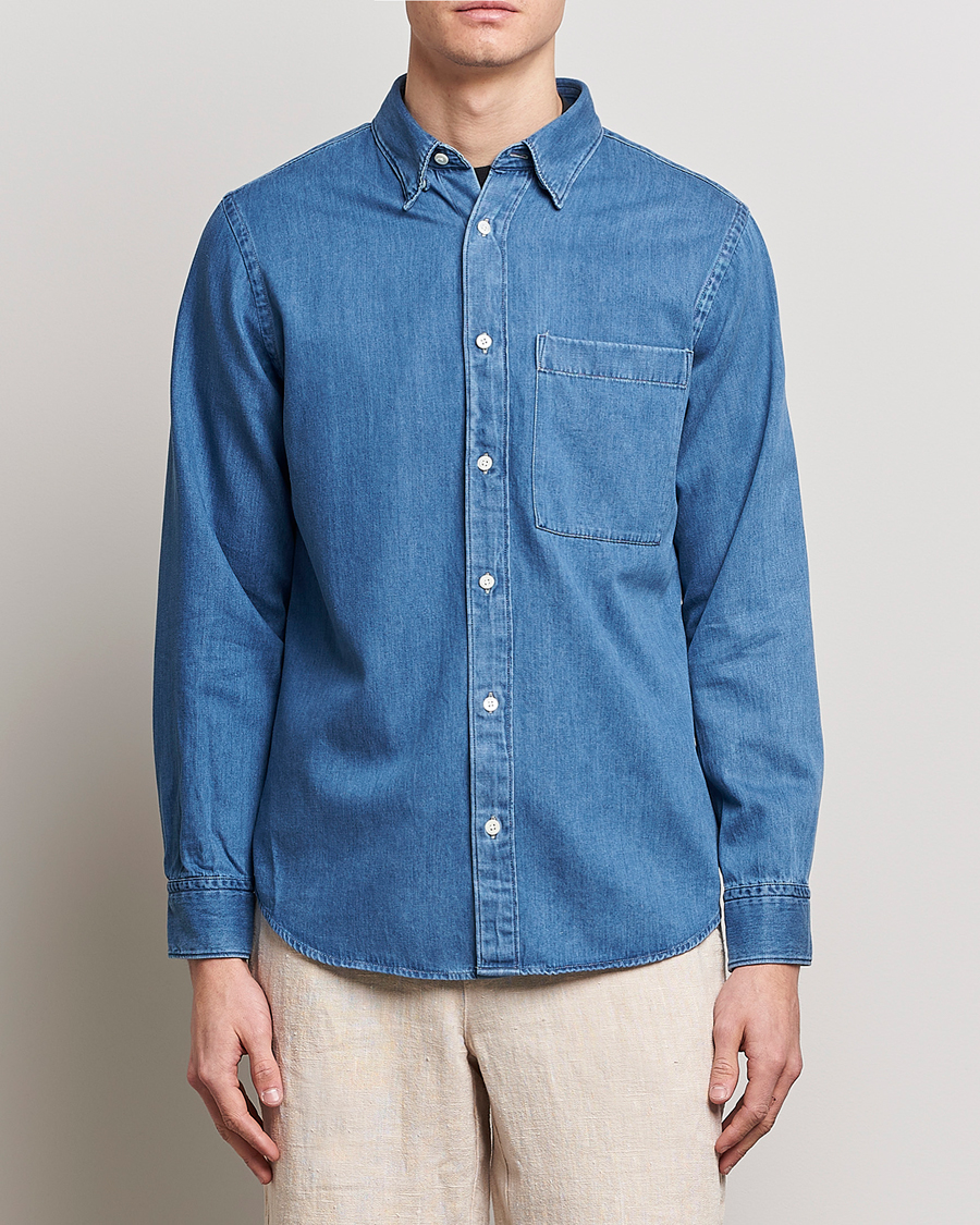 Herre |  | NN07 | Cohen Tencel Denim Shirt Medium Blue