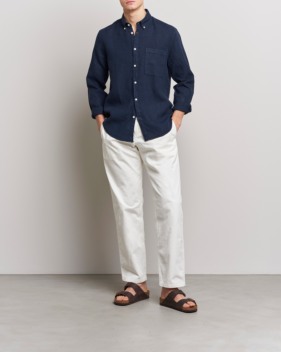 Herre | Skjorter | NN07 | Arne Linen Shirt Navy Blue