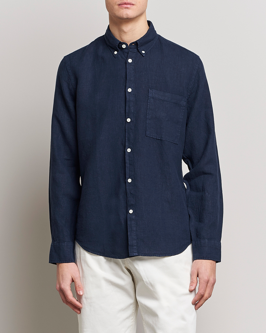 Herre | Skjorter | NN07 | Arne Linen Shirt Navy Blue