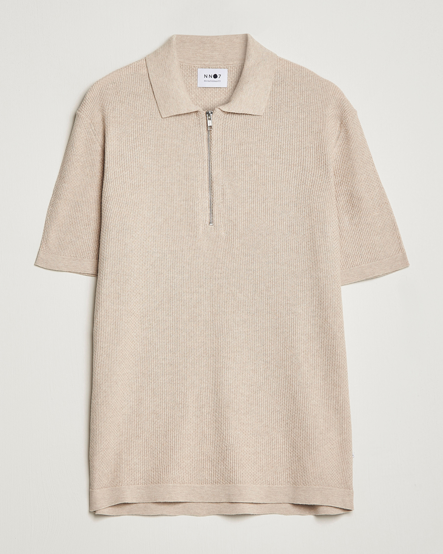 Herre | Pikéer | NN07 | Hansie Structured Zip Polo Cream