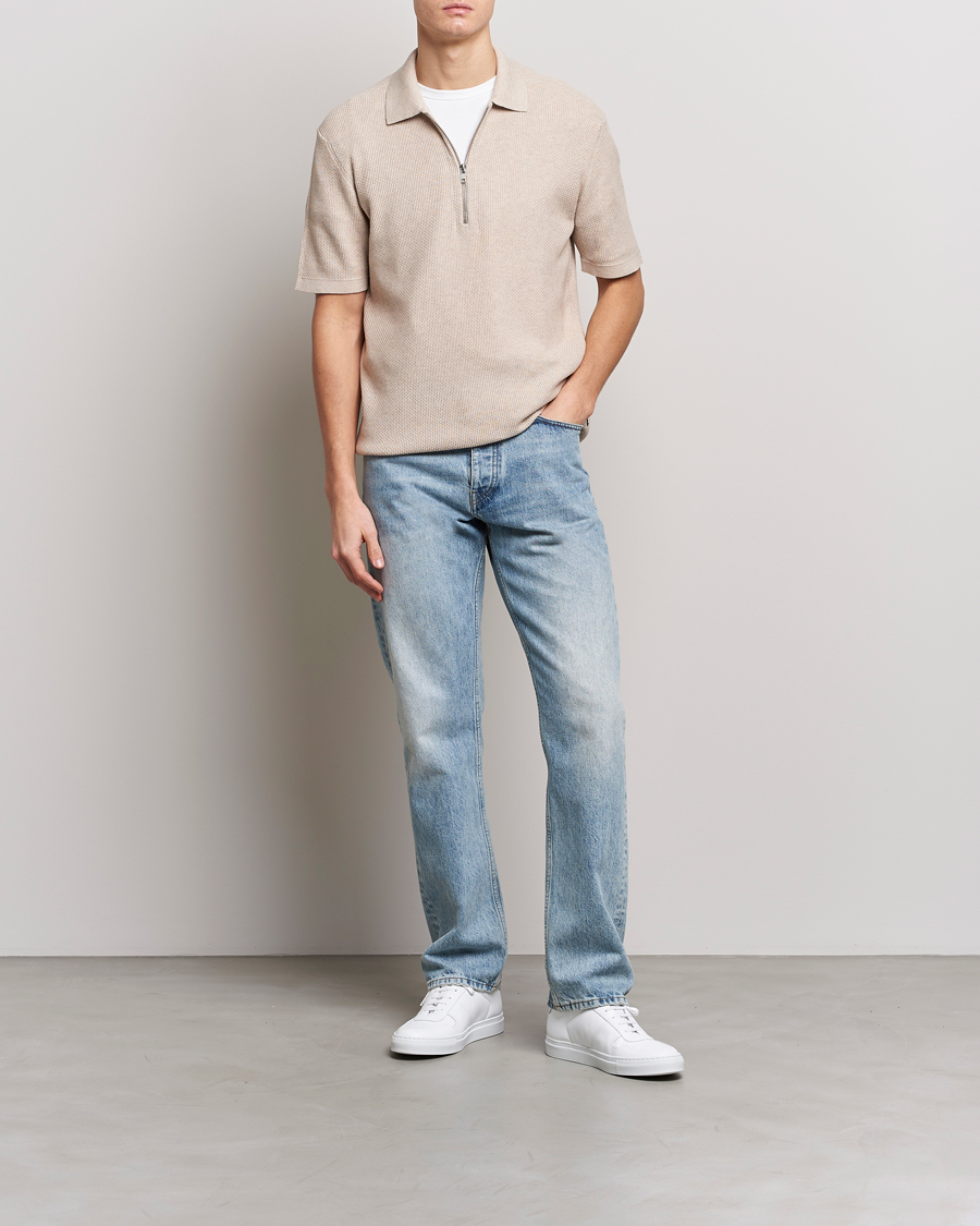 Herre | Pikéer | NN07 | Hansie Structured Zip Polo Cream
