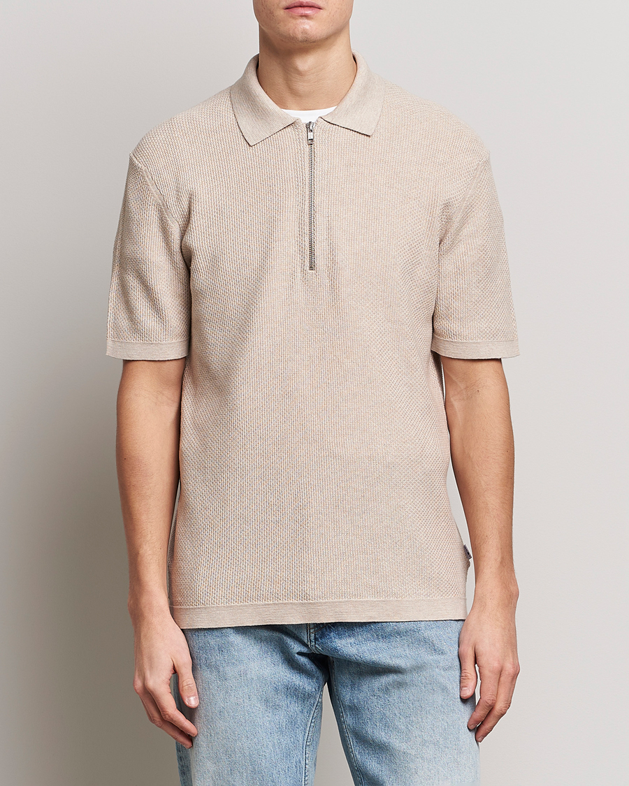 Herre | Pikéer | NN07 | Hansie Structured Zip Polo Cream