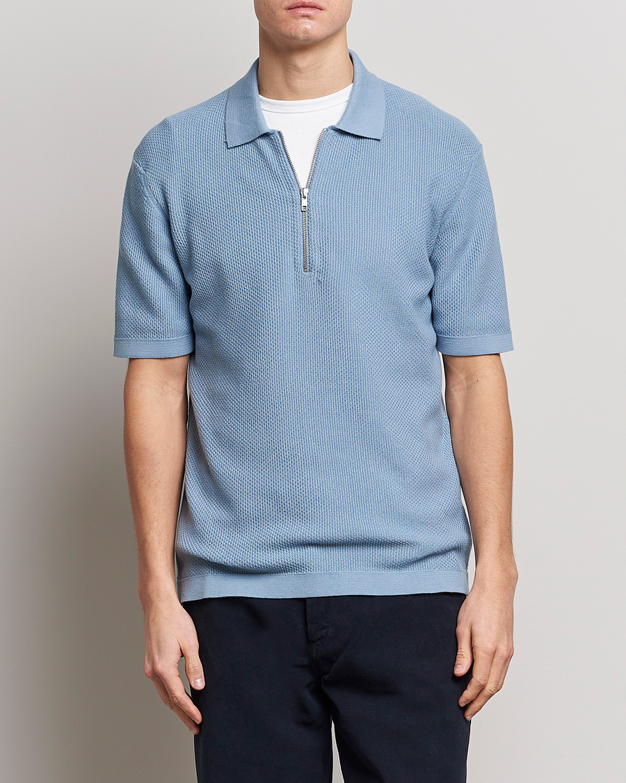 Herre |  | NN07 | Hansie Structured Zip Polo Ashley Blue