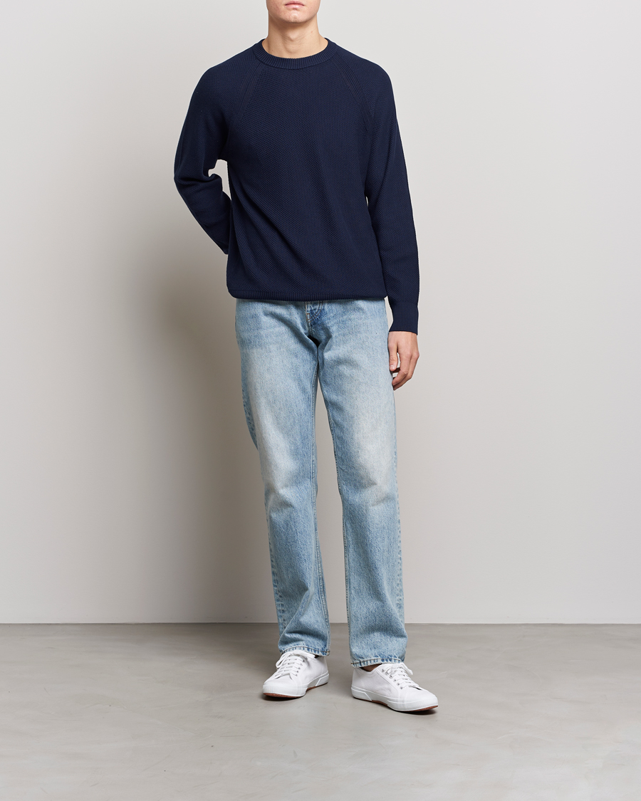 Herre | Gensere | NN07 | Brandon Cotton Knitted Sweater Navy Blue
