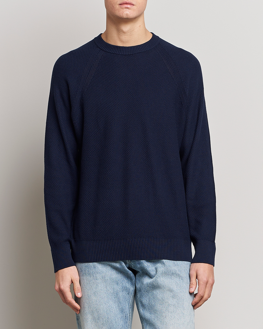 Herre |  | NN07 | Brandon Cotton Knitted Sweater Navy Blue