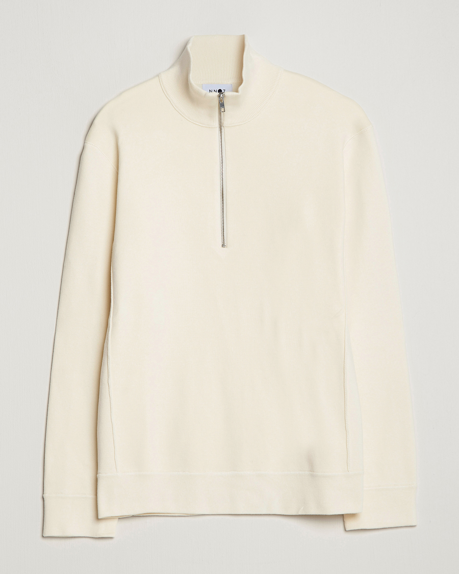 Herre | Gensere | NN07 | Luis Knitted Half-Zip Sweater Ecru