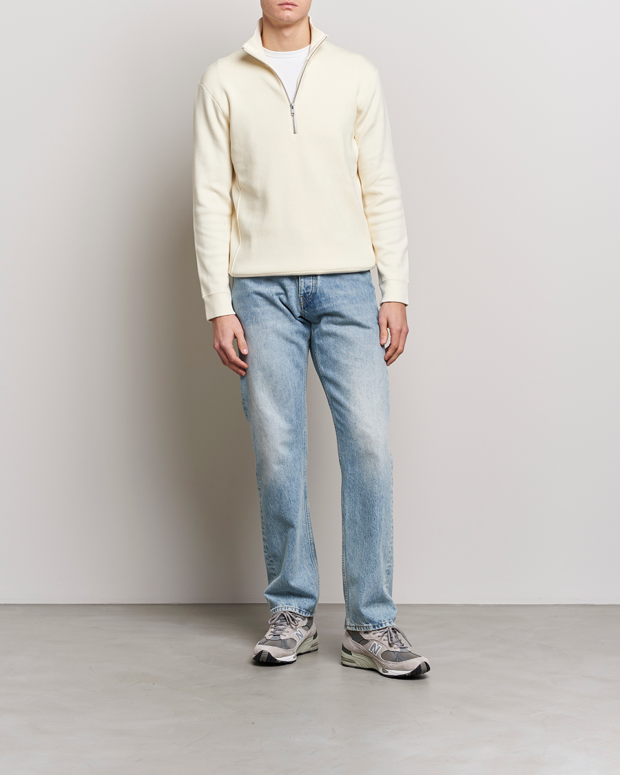 Herre | Gensere | NN07 | Luis Knitted Half-Zip Sweater Ecru