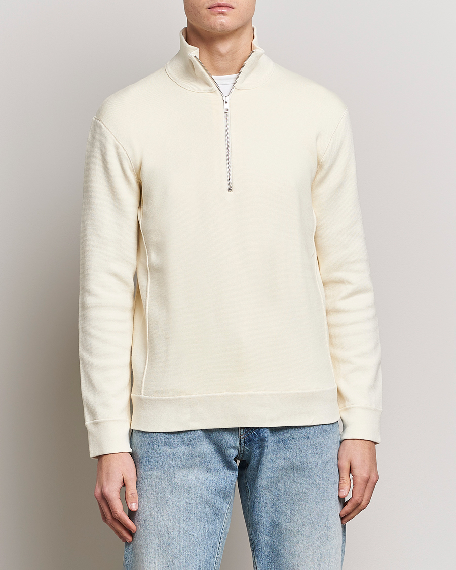 Herre | Gensere | NN07 | Luis Knitted Half-Zip Sweater Ecru