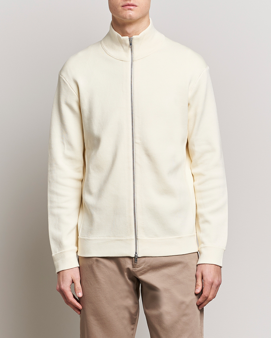 Herre | | NN07 | Luis Knitted Full-Zip Sweater Ecru