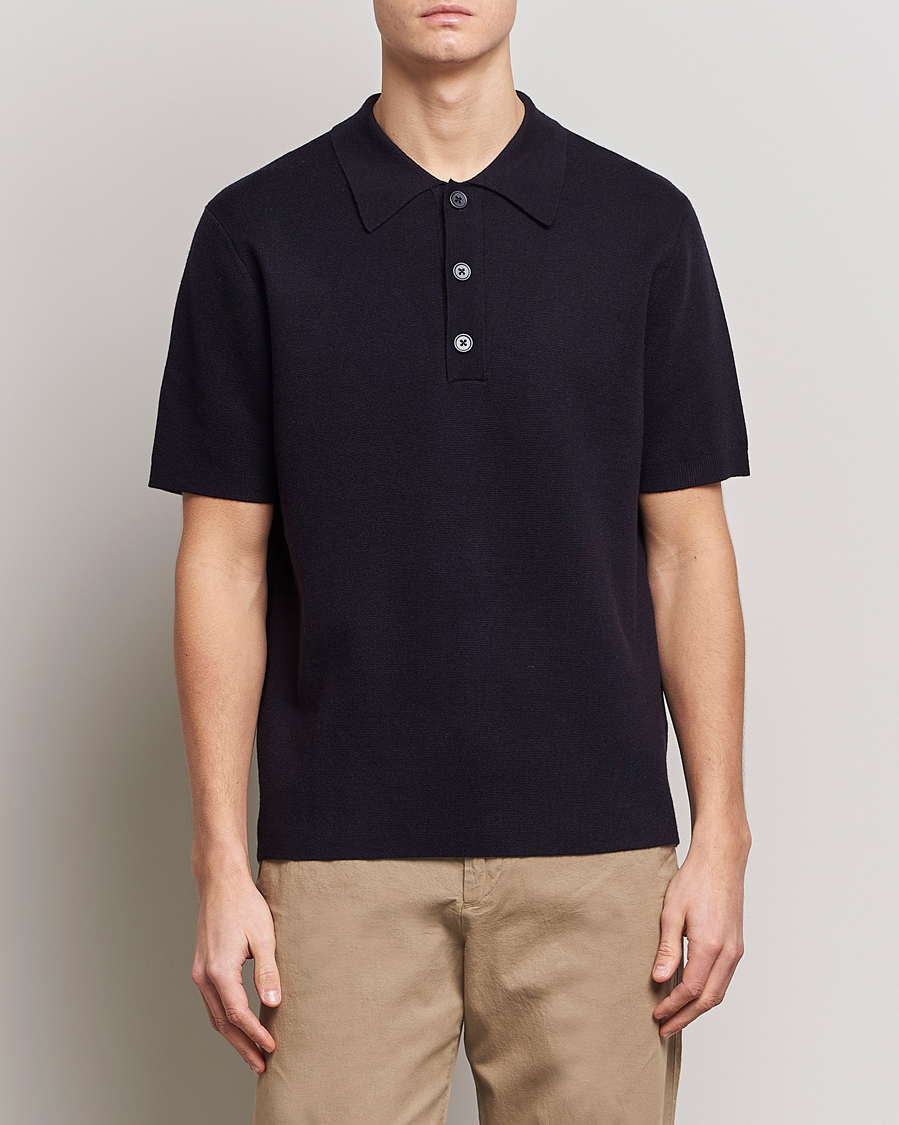 Herre |  | NN07 | Harald Knitted Polo Navy Blue