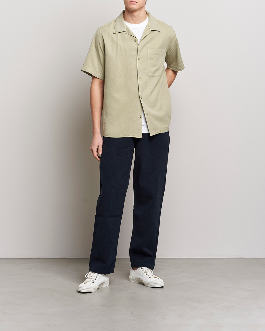 Herre | Skjorter | NN07 | Julio Tencel Resort Collar Shirt Pale Green
