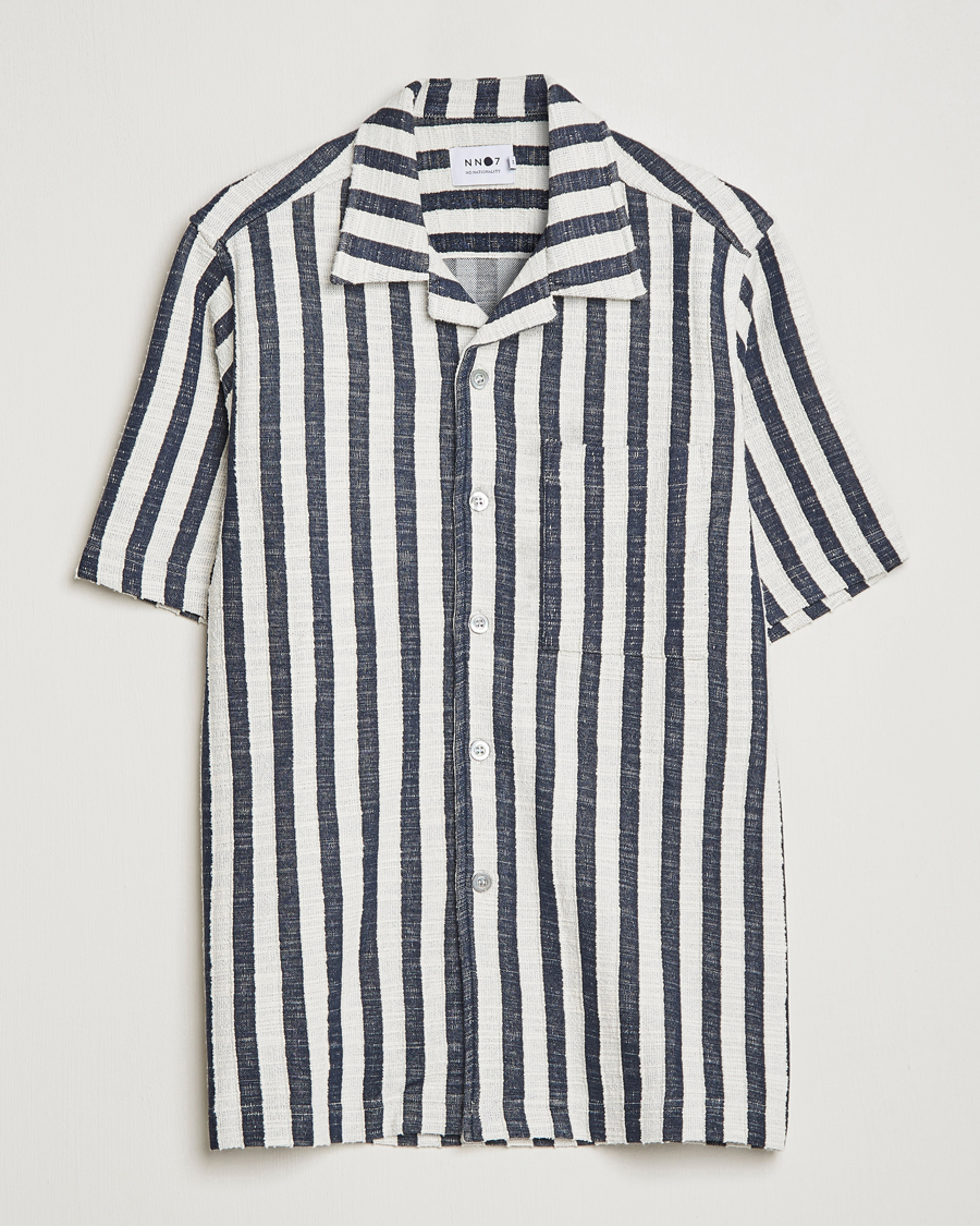 Herre |  | NN07 | Julio Striped Short Sleeve Shirt Navy/White