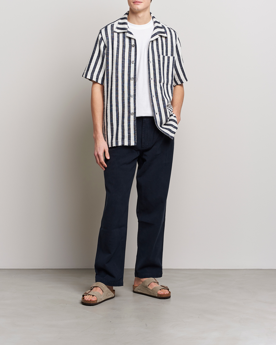 Herre | Skjorter | NN07 | Julio Striped Short Sleeve Shirt Navy/White