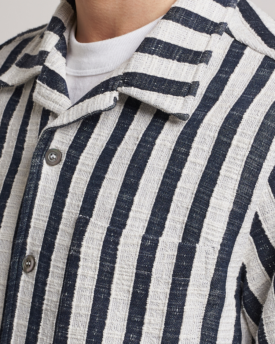 Herre | Skjorter | NN07 | Julio Striped Short Sleeve Shirt Navy/White