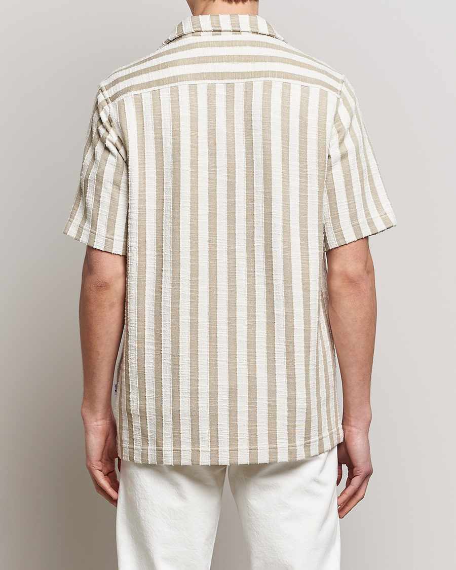 Herre | Skjorter | NN07 | Julio Knitted Striped Resort Collar Shirt Green/White