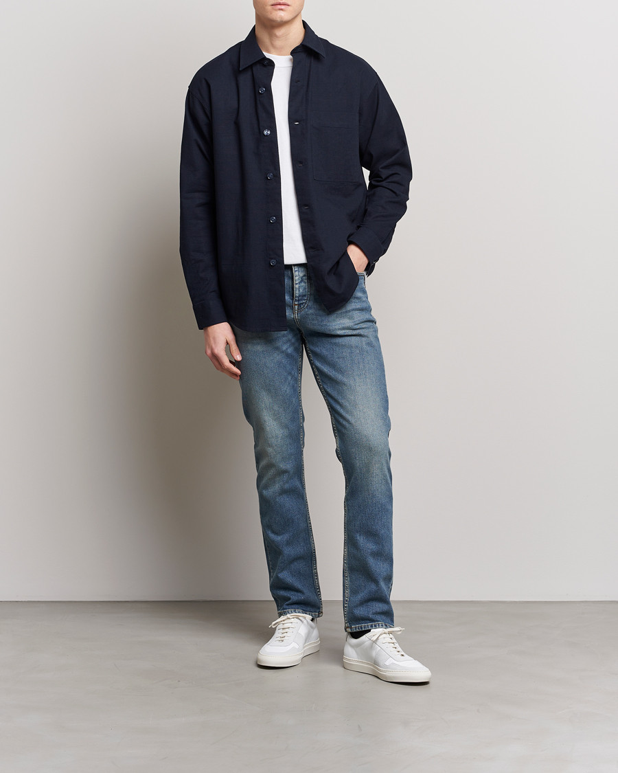 Herre | Skjorter | NN07 | Adwin Cotton Pocket Shirt Navy Blue