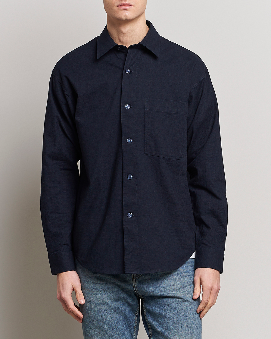 Herre |  | NN07 | Adwin Cotton Pocket Shirt Navy Blue