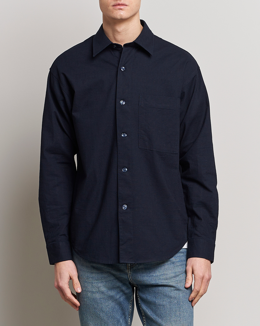 Herre | Skjorter | NN07 | Adwin Cotton Pocket Shirt Navy Blue