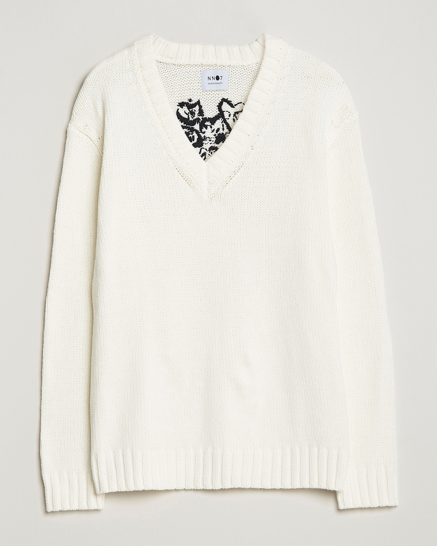 Herre | Gensere | NN07 | Jasper Knitted V-Neck Sweater Ecru