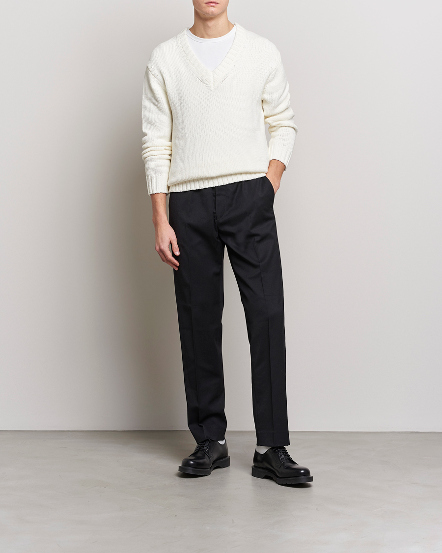 Herre | Gensere | NN07 | Jasper Knitted V-Neck Sweater Ecru