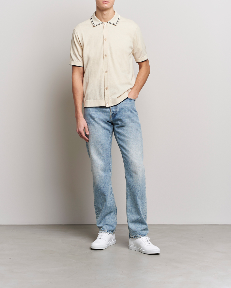 Herre | Skjorter | NN07 | Nolan Knitted Short Sleeve Shirt Ecru