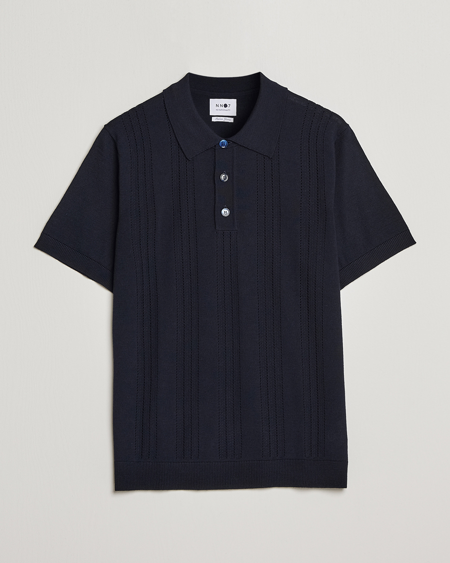 Herre | Pikéer | NN07 | Thor Knitted Polo Navy Blue