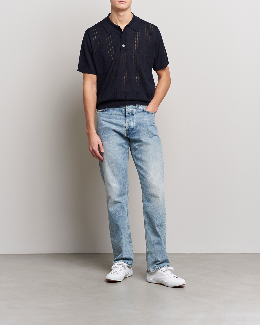 Herre | Pikéer | NN07 | Thor Knitted Polo Navy Blue