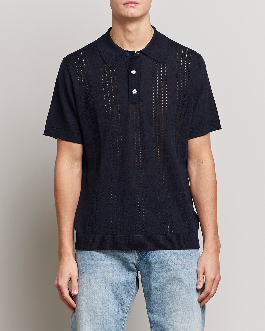 Herre | Pikéer | NN07 | Thor Knitted Polo Navy Blue