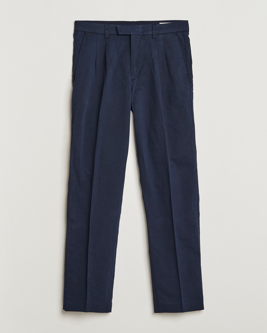 Herre | Bukser | NN07 | Fritz Pleated Trousers Navy Blue
