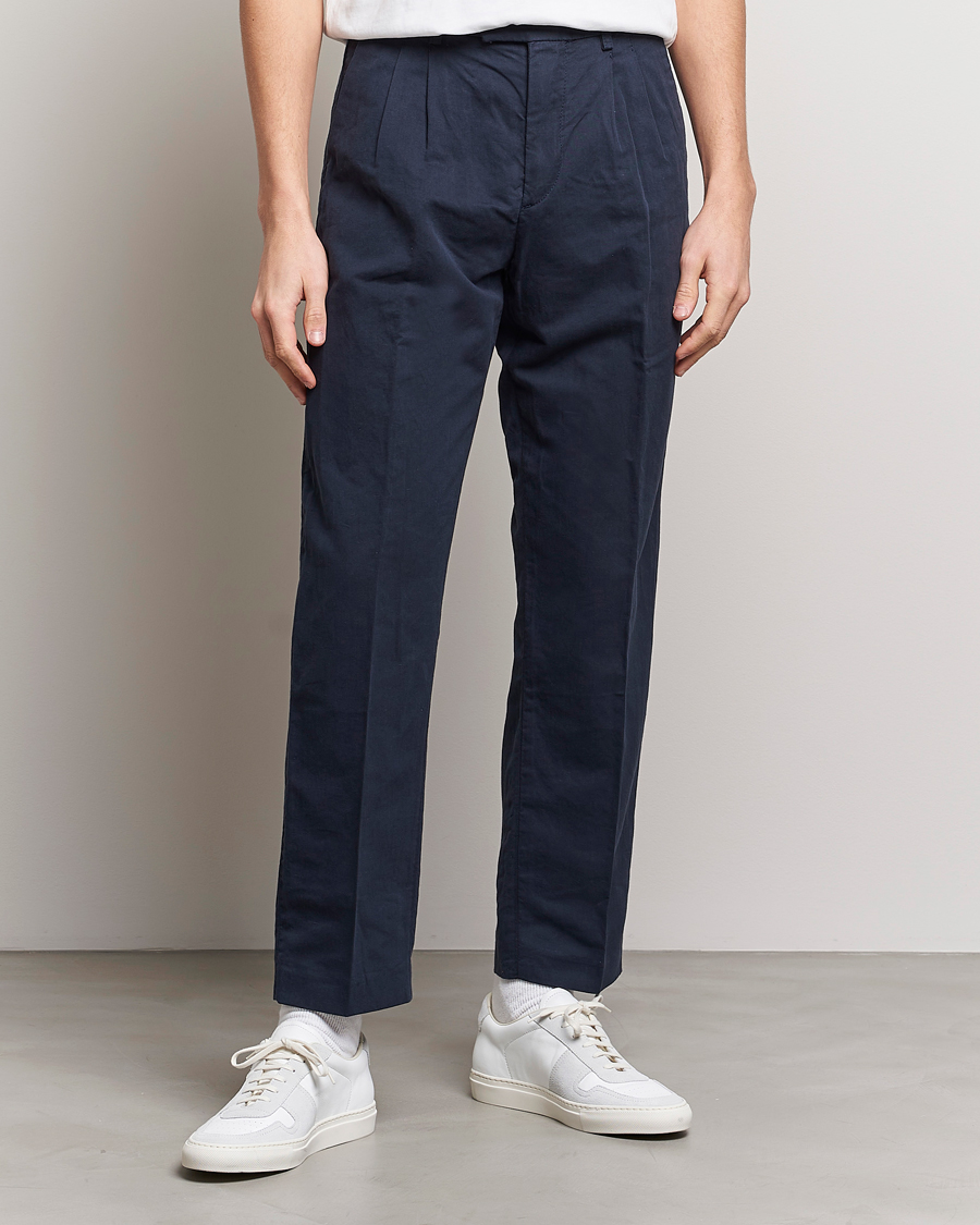 Herre |  | NN07 | Fritz Pleated Trousers Navy Blue