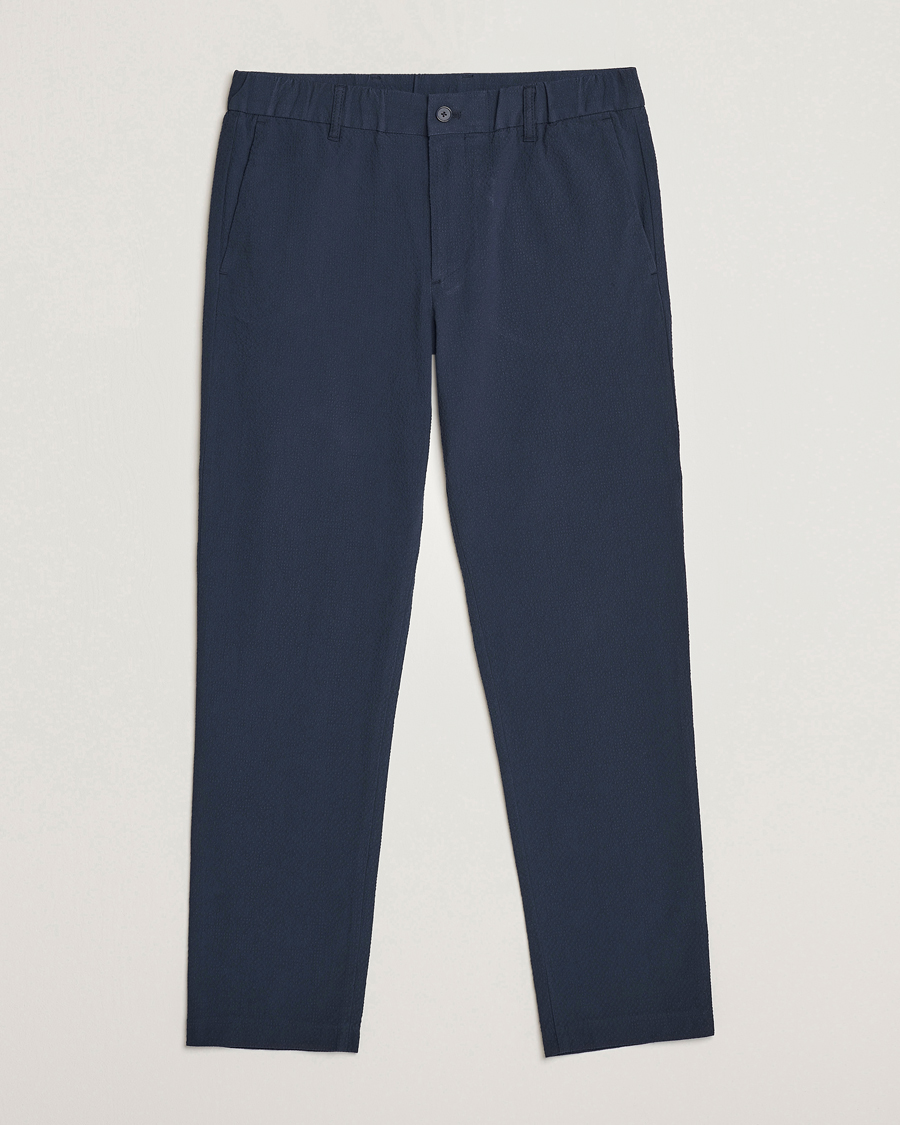 Herre | Bukser | NN07 | Theodore Seersucker Pants Navy Blue