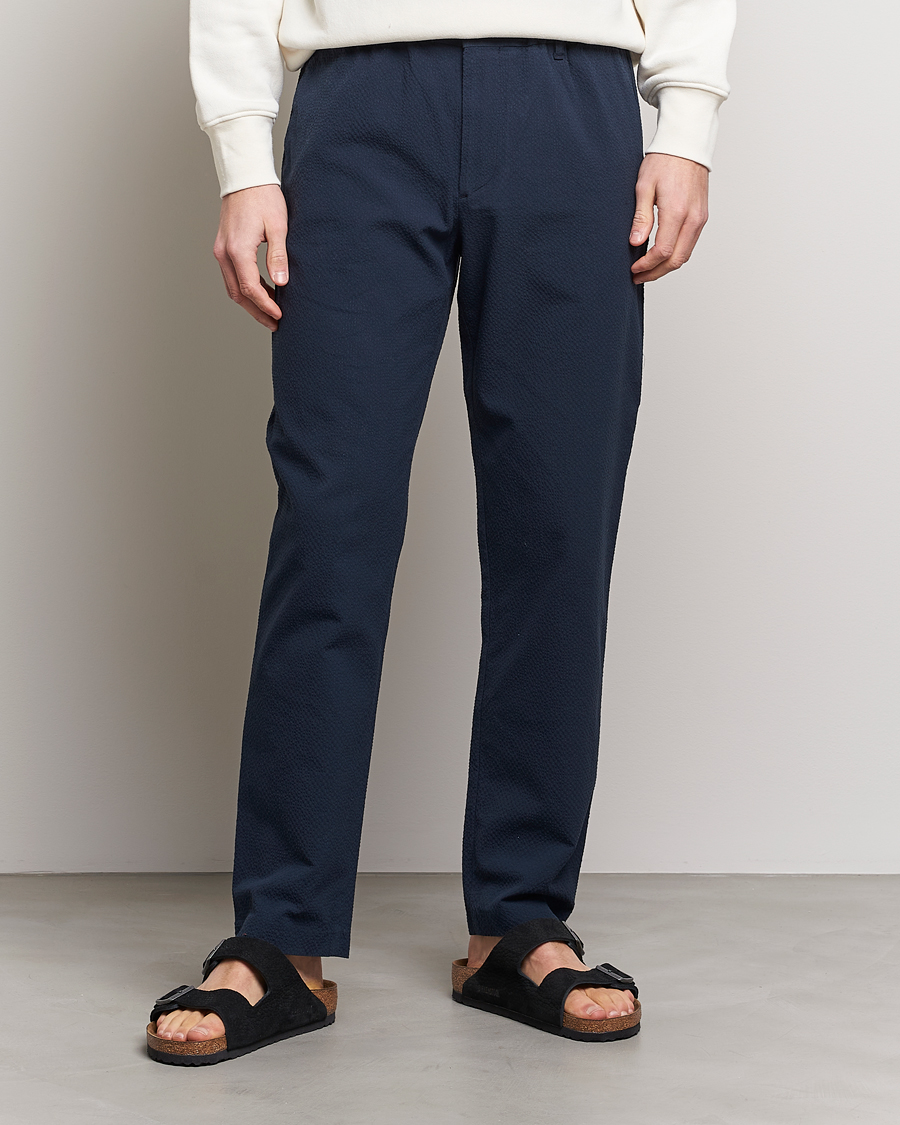 Herre | Bukser | NN07 | Theodore Seersucker Pants Navy Blue