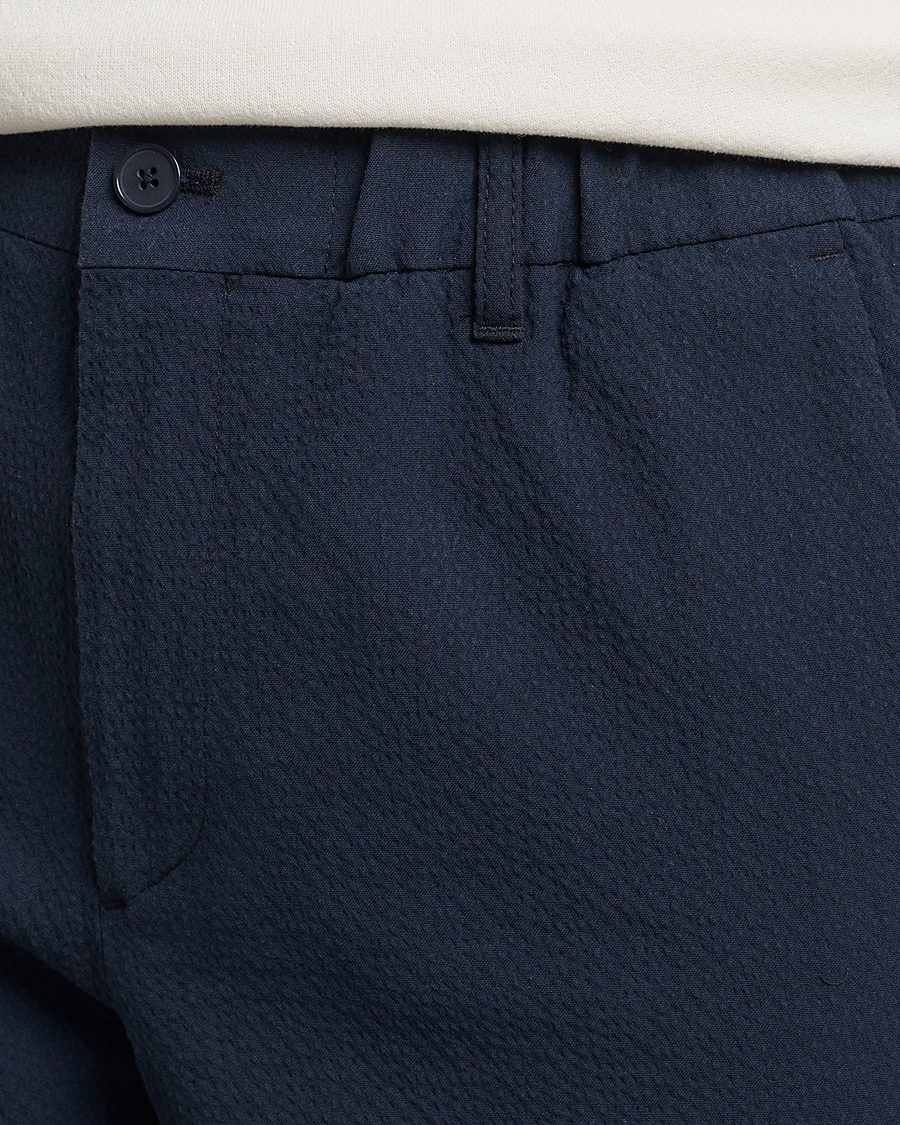 Herre | Bukser | NN07 | Theodore Seersucker Pants Navy Blue