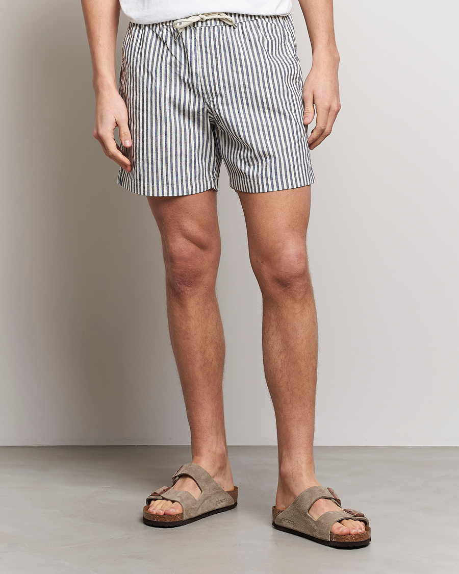 Herre | Shorts | NN07 | Gregor Creppe Drawstring Shorts Navy/White