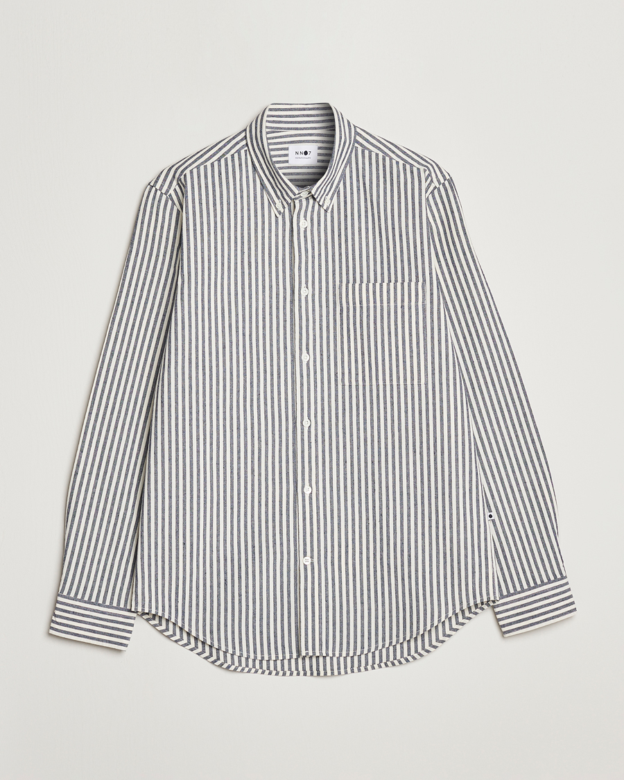 Herre | Skjorter | NN07 | Arne Creppe Striped Shirt Navy/White