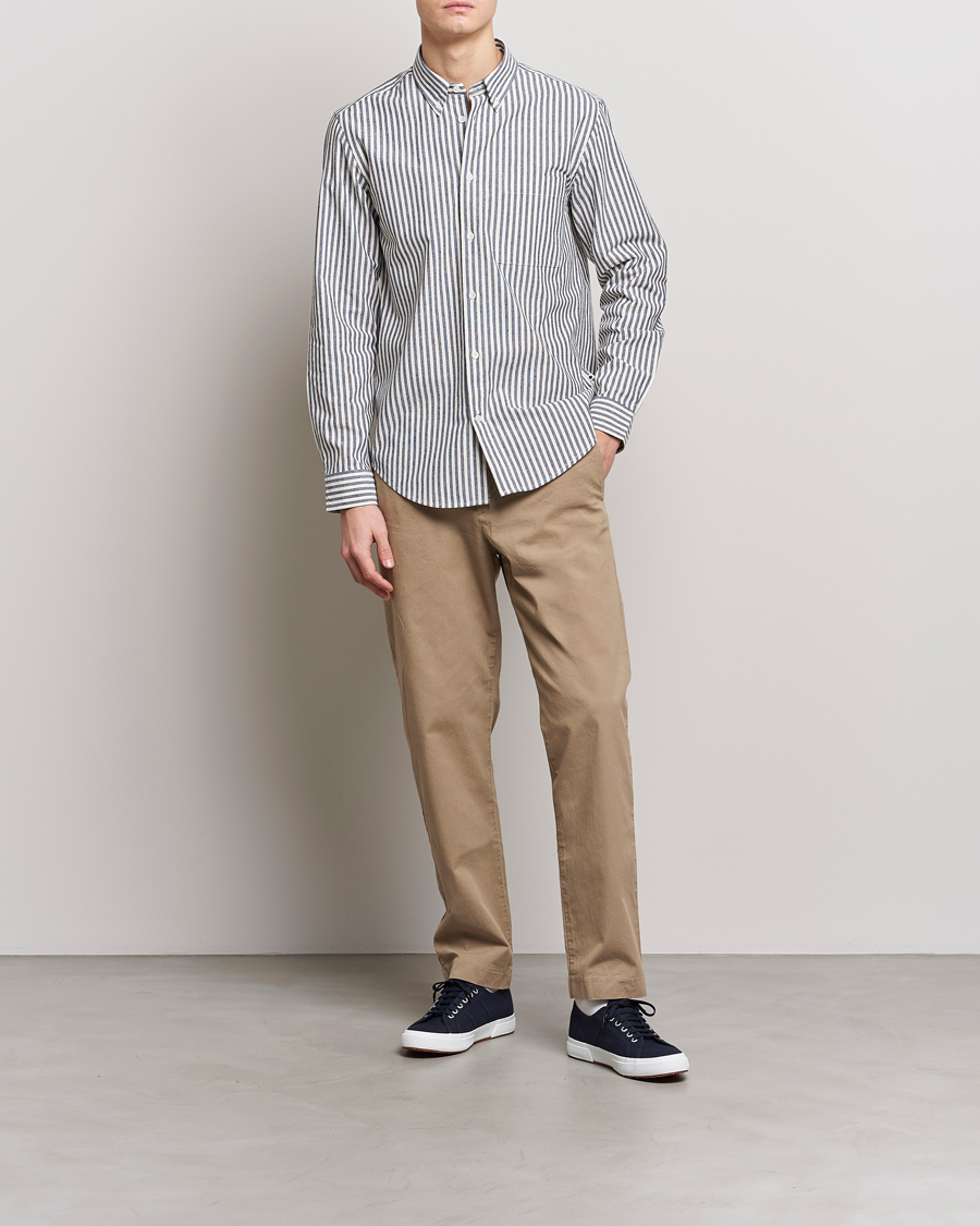 Herre | Skjorter | NN07 | Arne Creppe Striped Shirt Navy/White