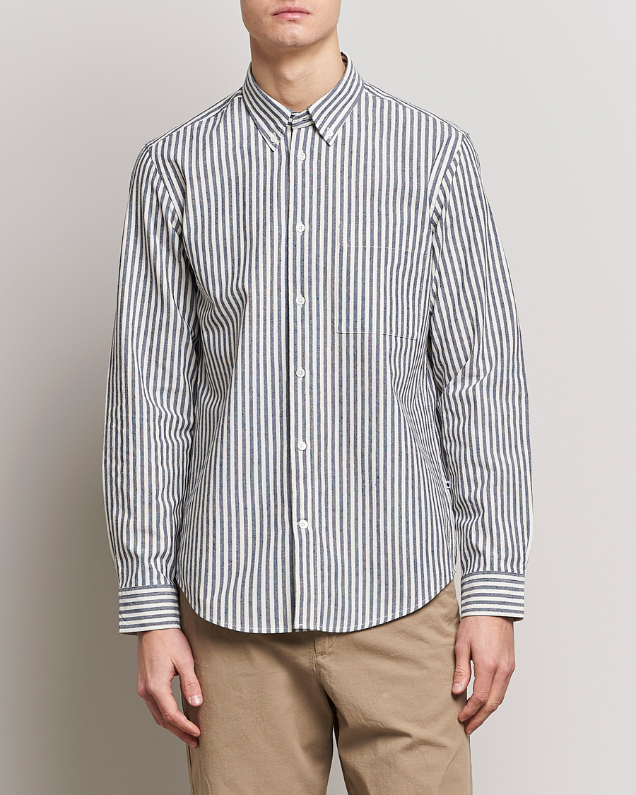 Herre | Skjorter | NN07 | Arne Creppe Striped Shirt Navy/White