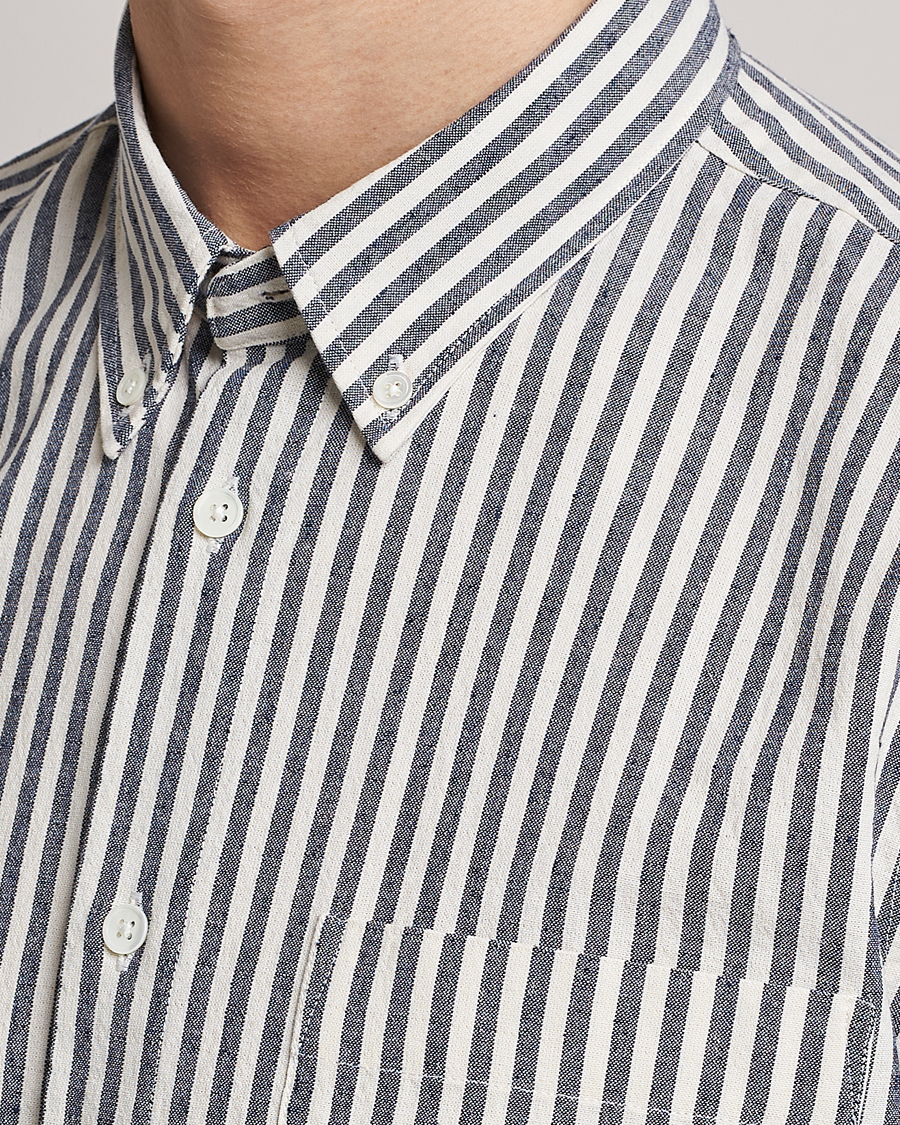 Herre | Skjorter | NN07 | Arne Creppe Striped Shirt Navy/White
