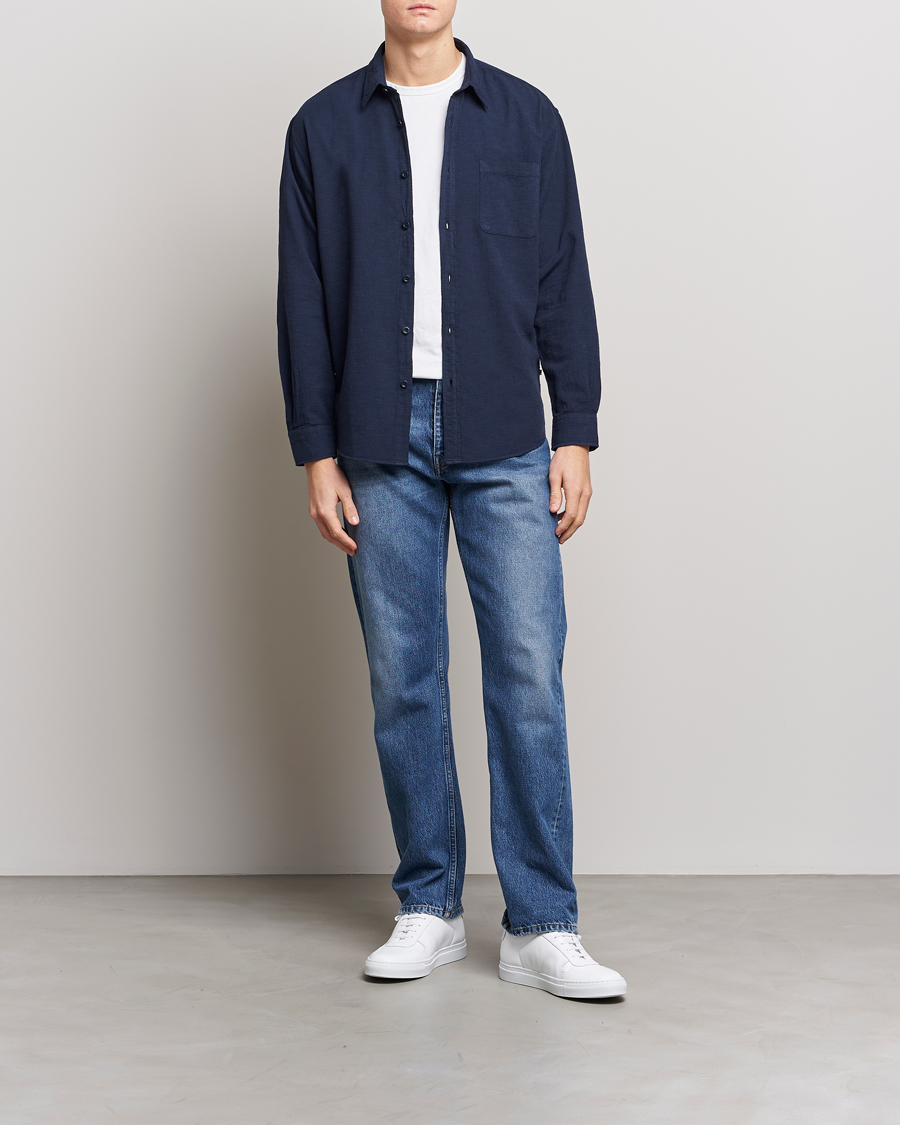 Herre | Skjorter | NN07 | Deon Jacquard Shirt Navy Blue