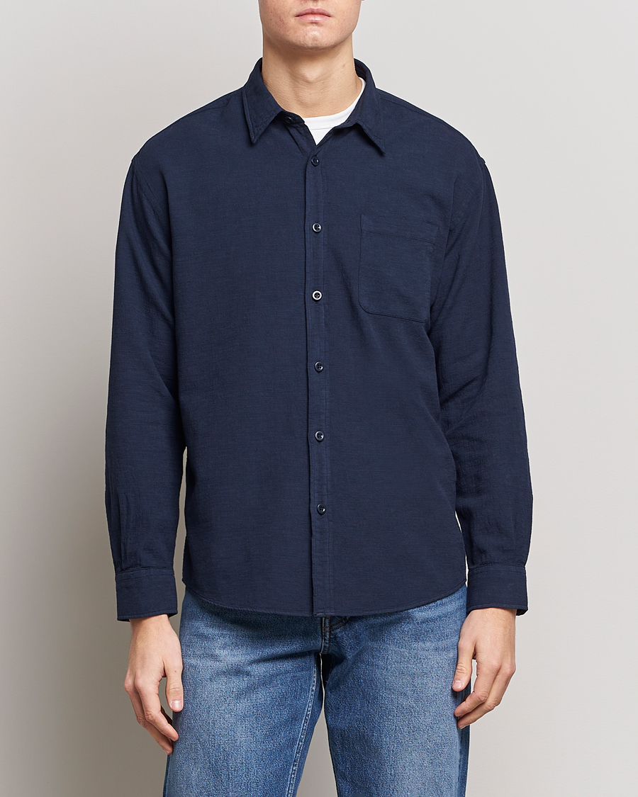 Herre | Skjorter | NN07 | Deon Jacquard Shirt Navy Blue