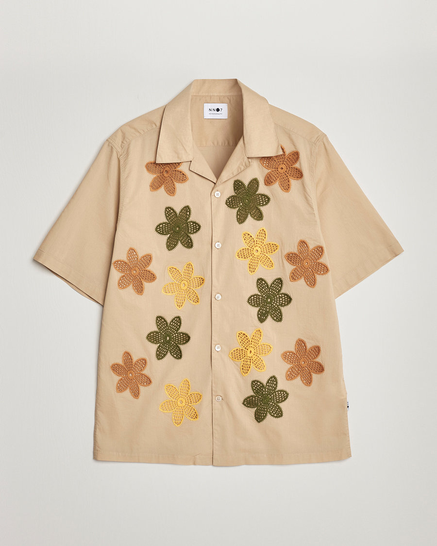 Herre | Skjorter | NN07 | Julio Flower Short Sleeve Shirt Cream