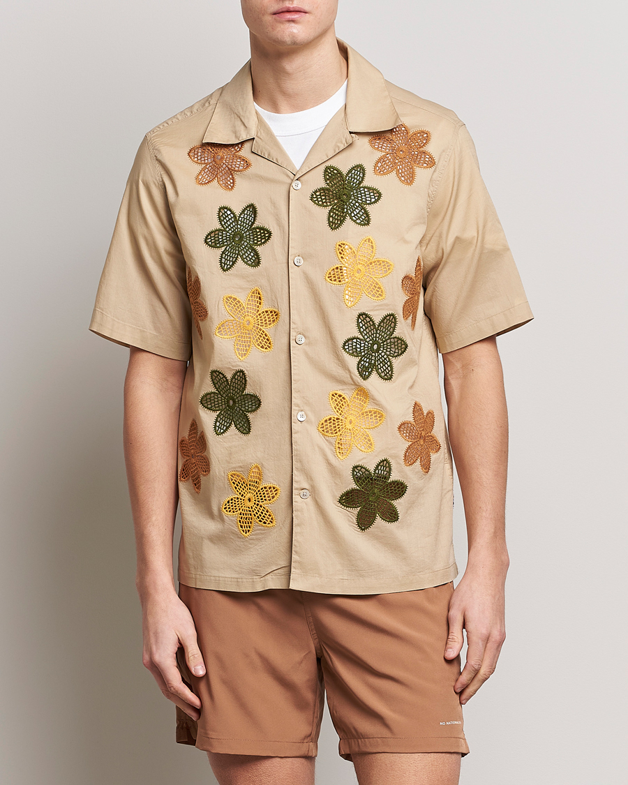 Herre |  | NN07 | Julio Flower Short Sleeve Shirt Cream