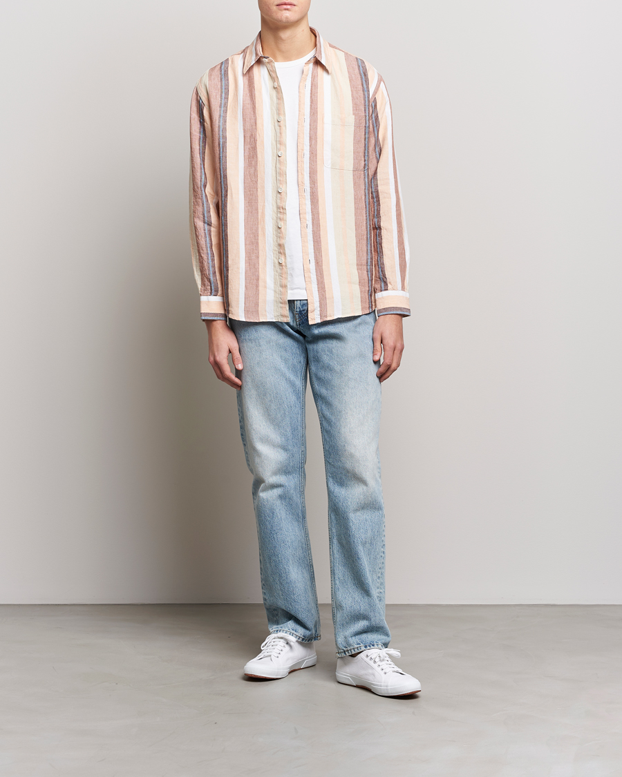 Herre | Skjorter | NN07 | Deon Linen Striped Shirt Multi
