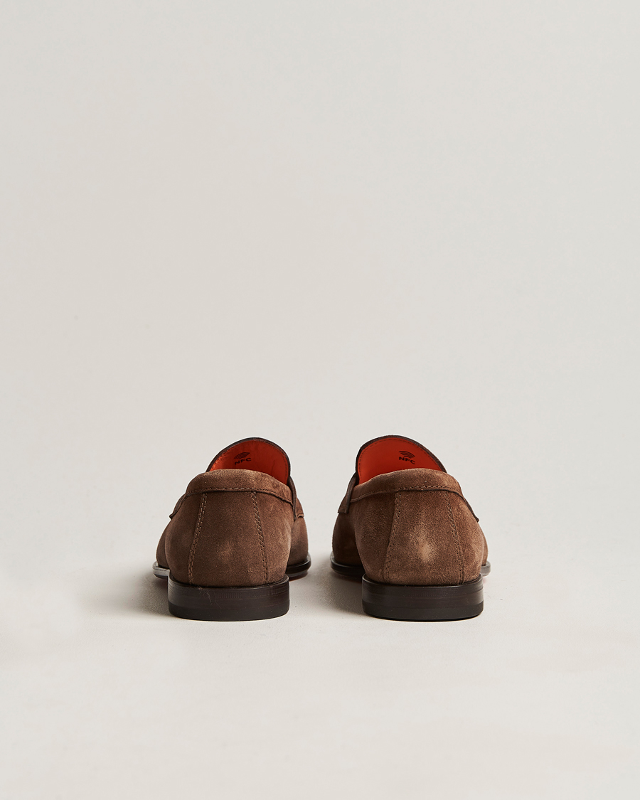Herre | Santoni Penny Loafer Dark Brown Suede | Santoni | Penny Loafer Dark Brown Suede