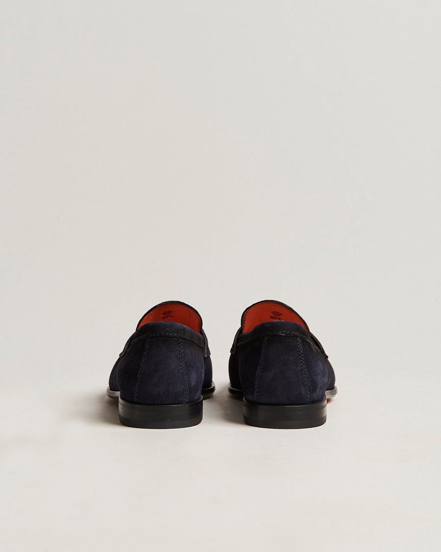 Herre | Santoni Penny Loafer Navy Suede | Santoni | Penny Loafer Navy Suede
