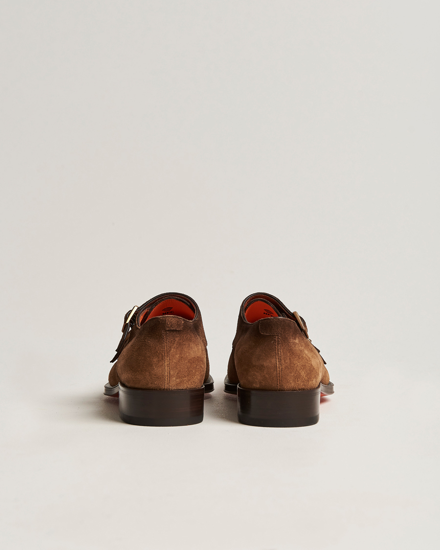 Herre | Santoni Double Monk Shoe Brown Suede | Santoni | Double Monk Shoe Brown Suede