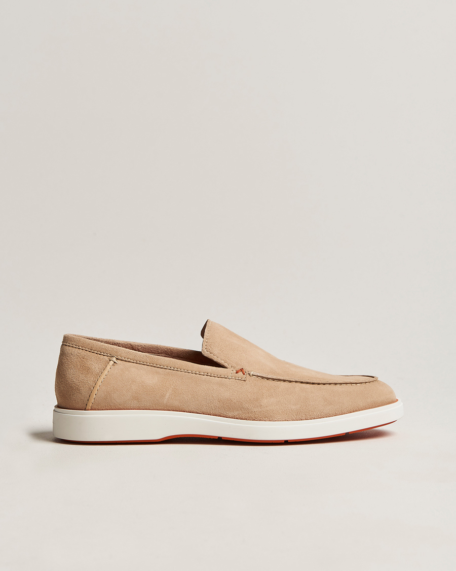 Herre | Santoni Summer Loafer Beige Suede | Santoni | Summer Loafer Beige Suede