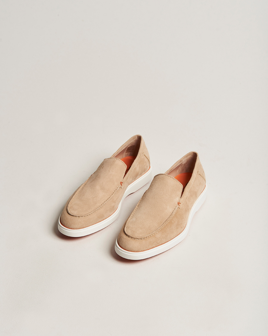 Herre | Santoni Summer Loafer Beige Suede | Santoni | Summer Loafer Beige Suede